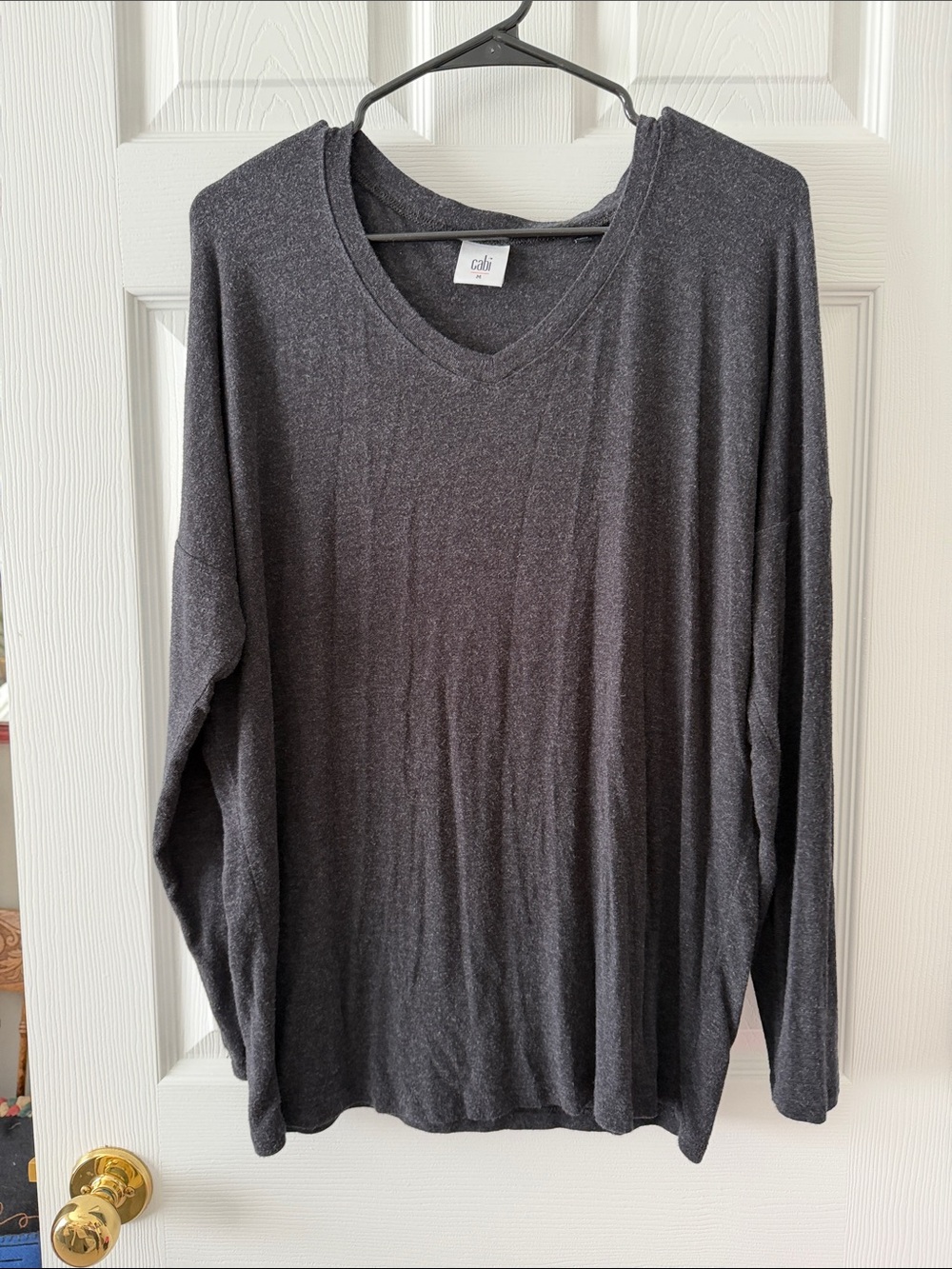 CAbi Womens Dark Charcoal V-Neck Sweater